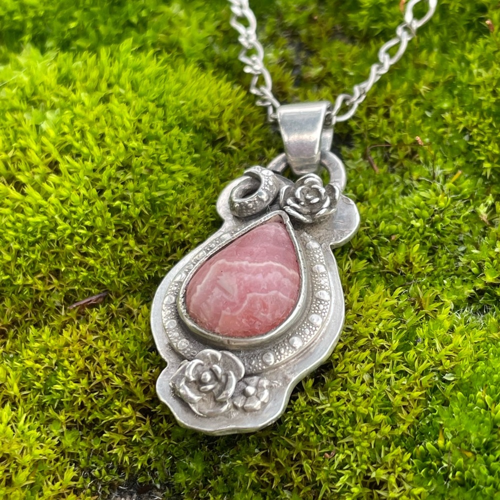 Sterling Silver Rhodochrosite necklace